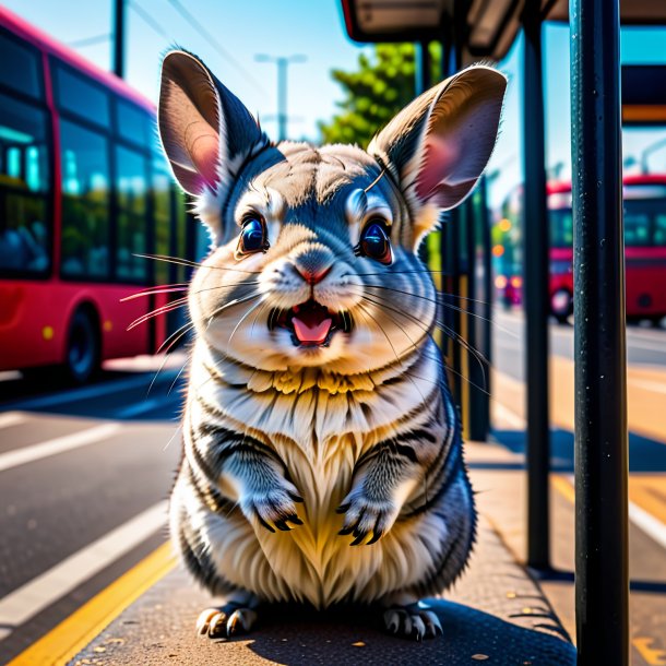 Imagen de un enojado de una chinchillas en la parada de autobús