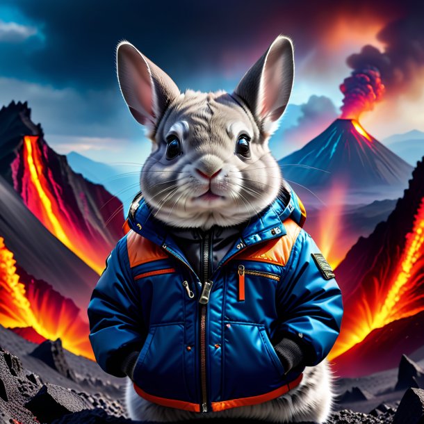 Foto de una chinchillas en una chaqueta en el volcán