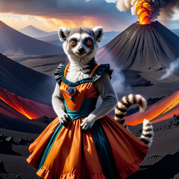 Pic of a lemur in a dress in the volcano