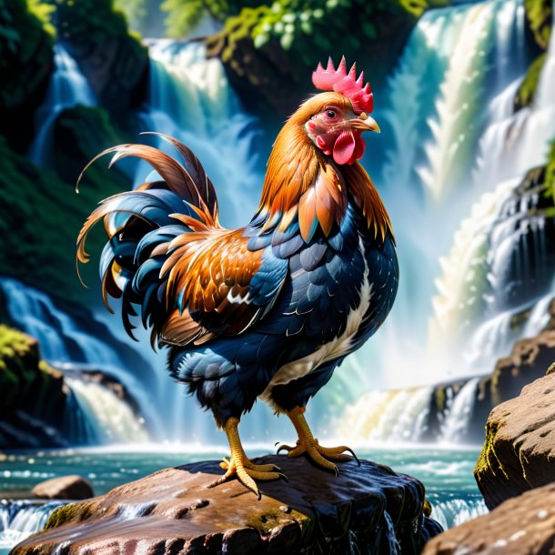 Photo d'une poule dans un jean dans la cascade