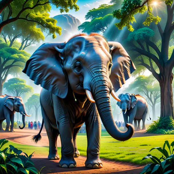 Photo of a crying of a elephant in the park