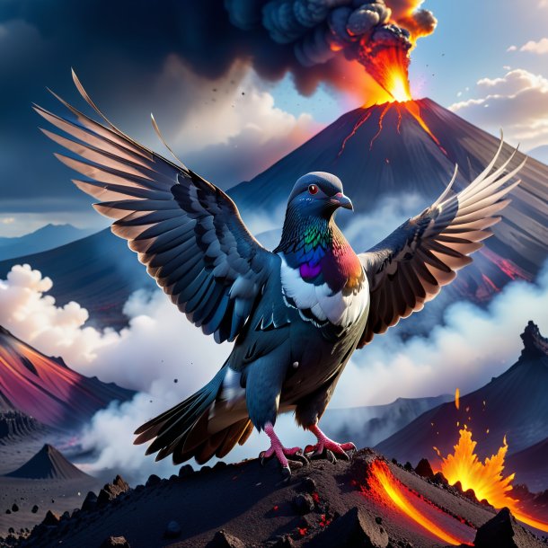 Image of a playing of a pigeon in the volcano