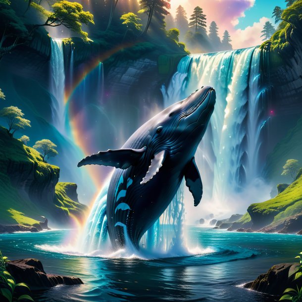 Pic of a whale in a dress in the waterfall