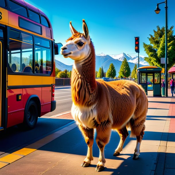 Foto de un juego de una llama en la parada de autobús