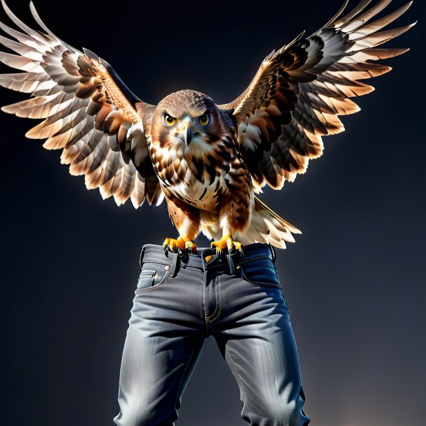 Image of a hawk in a gray jeans