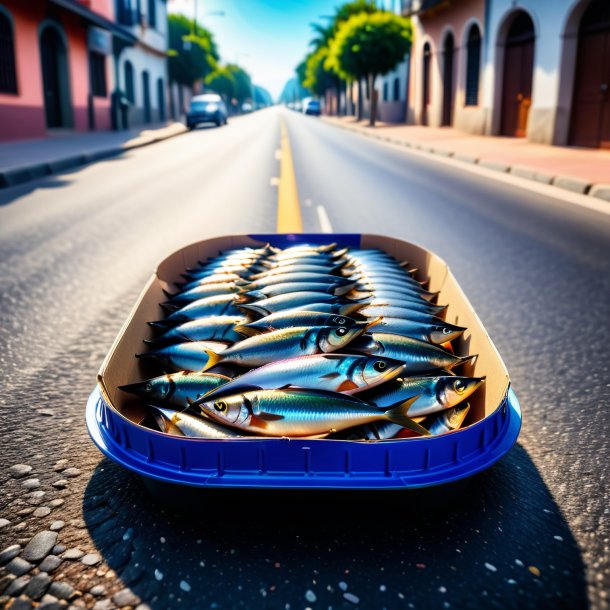 Foto de una sardina en una gorra en el camino