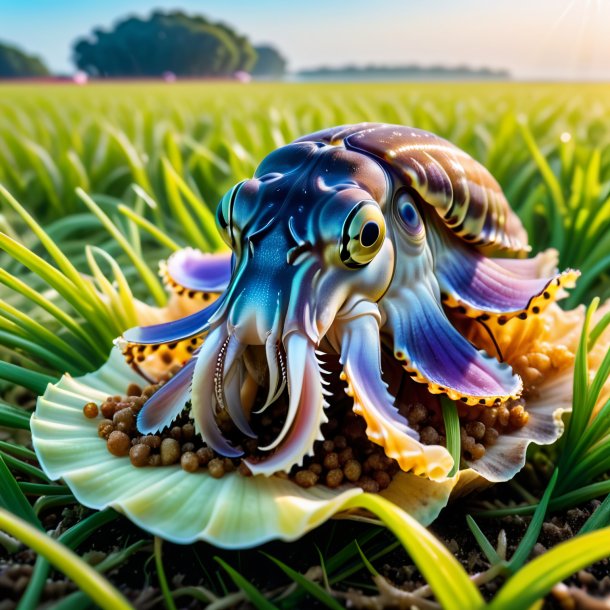 Pic of a eating of a cuttlefish on the field