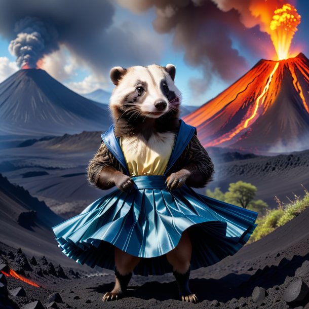 Photo of a badger in a skirt in the volcano