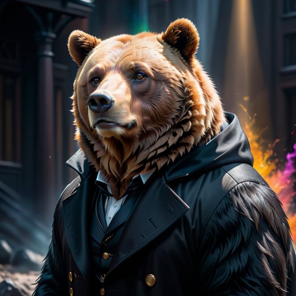 Image of a bear in a black coat