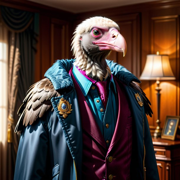 Pic d'un vautour dans une veste dans la maison