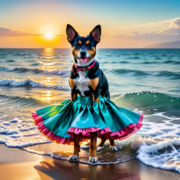 Photo d'un chien dans une jupe dans la mer