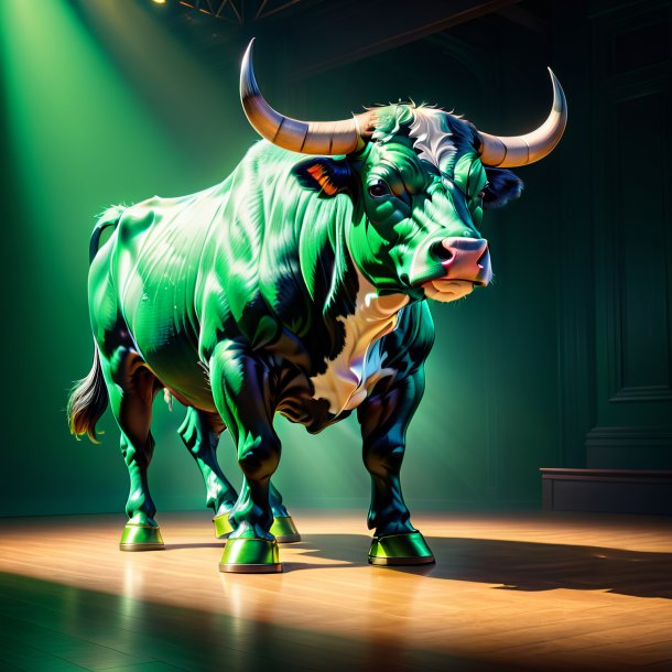 Image of a bull in a green shoes