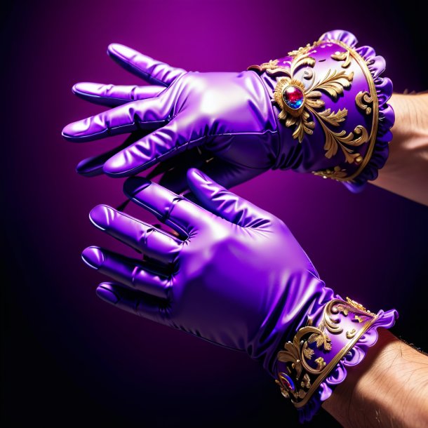 Clipart of a purple gloves from clay