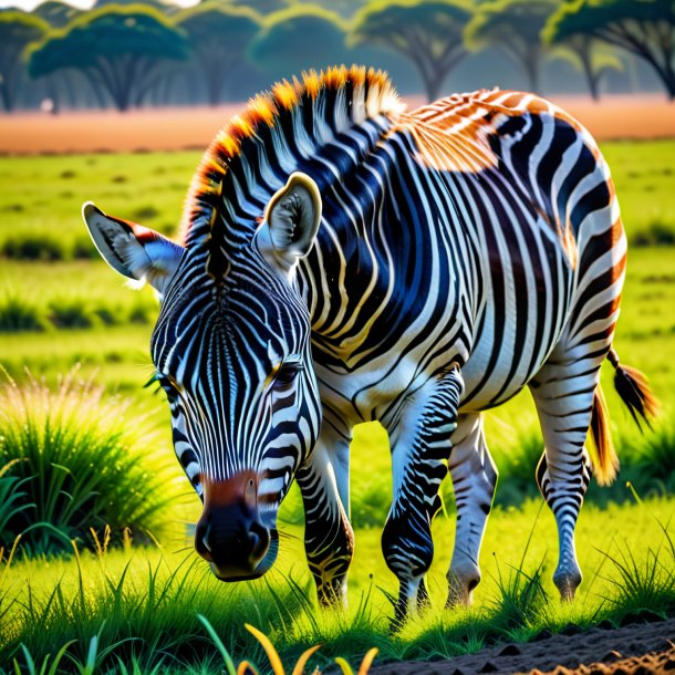 De uma bebida de uma zebra no campo