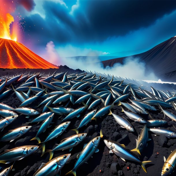 Picture of a dancing of a sardines in the volcano