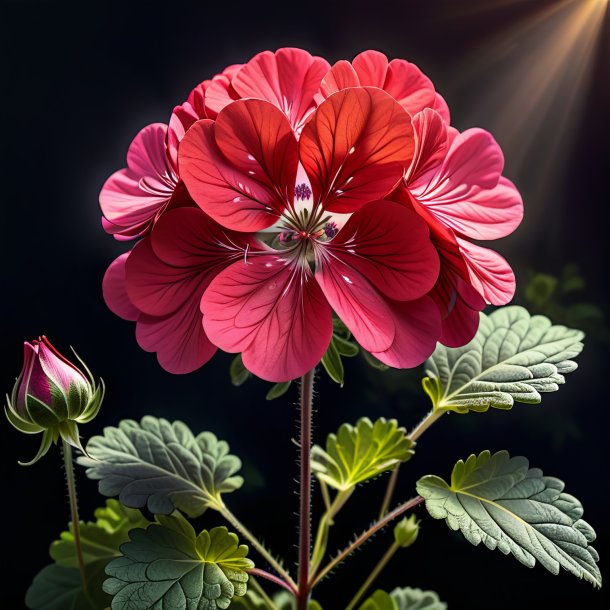 "illustration of a charcoal geranium, rose"