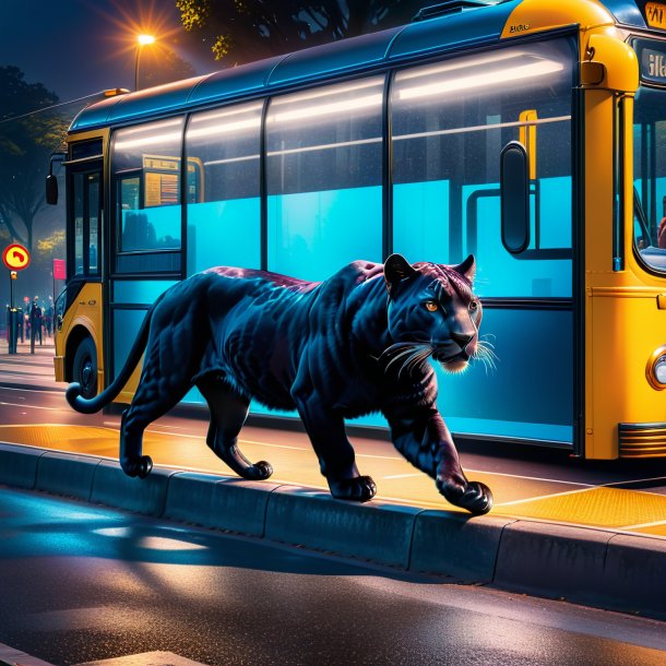 Foto de un baño de una pantera en la parada de autobús