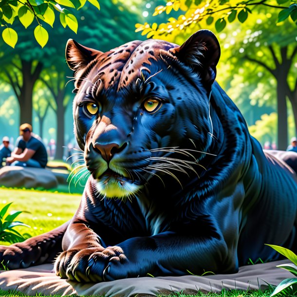 Image of a resting of a panther in the park