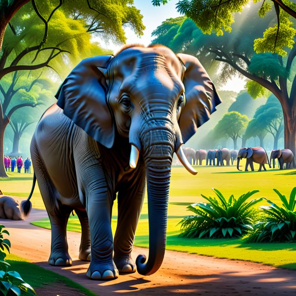 Photo of a waiting of a elephant in the park