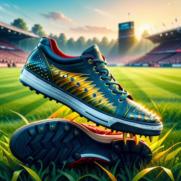 Illustration of a pike in a shoes on the field