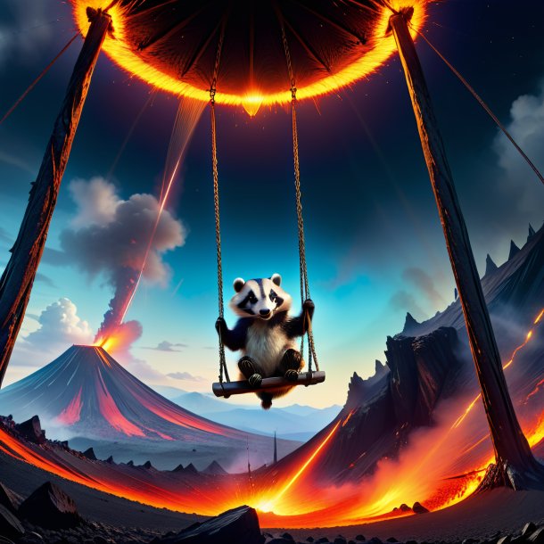 Pic of a swinging on a swing of a badger in the volcano