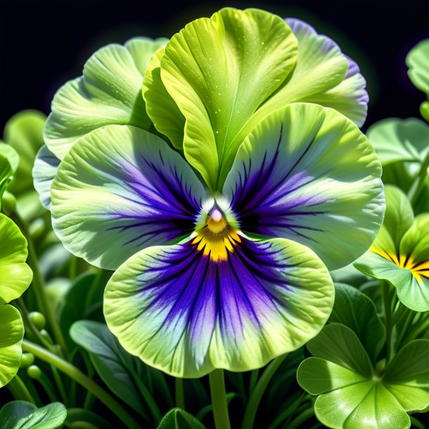 Clipart of a pea green pansy