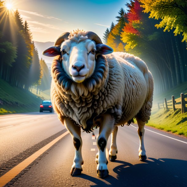 Pic of a threatening of a sheep on the road