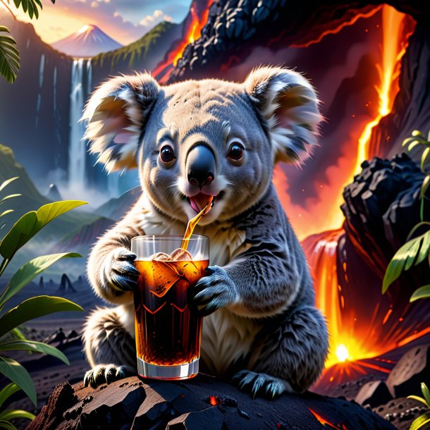 Foto de un trago de un koala en el volcán