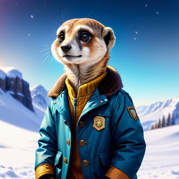 Ilustração de um meerkat em uma jaqueta na neve