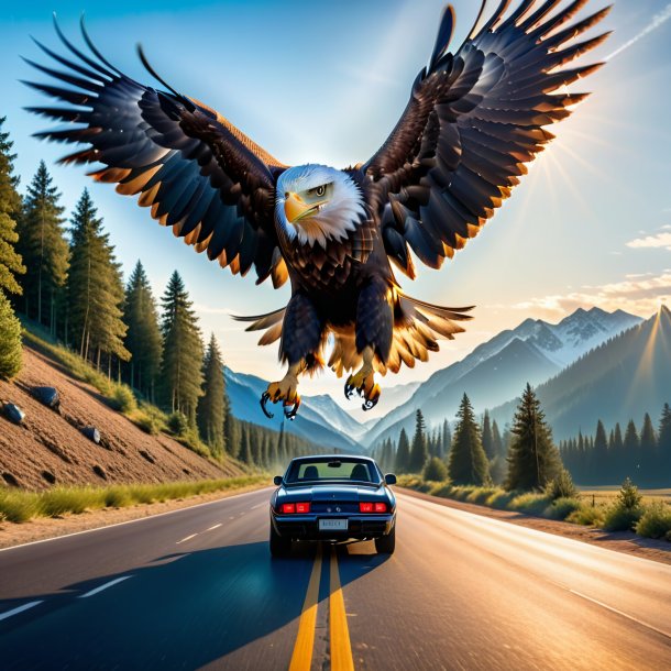 Photo of a playing of a eagle on the road