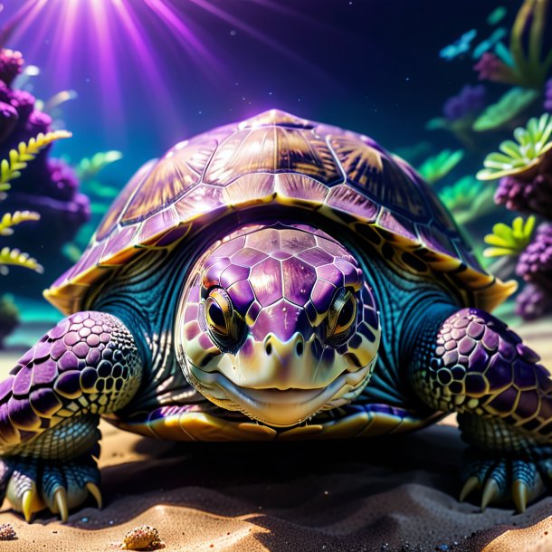 Foto de una tortuga morada esperando