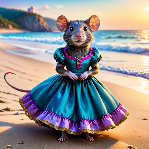 Foto de um rato em um vestido na praia