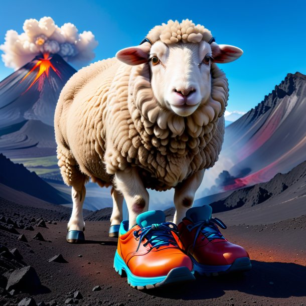 Pic d'un mouton dans une chaussure dans le volcan