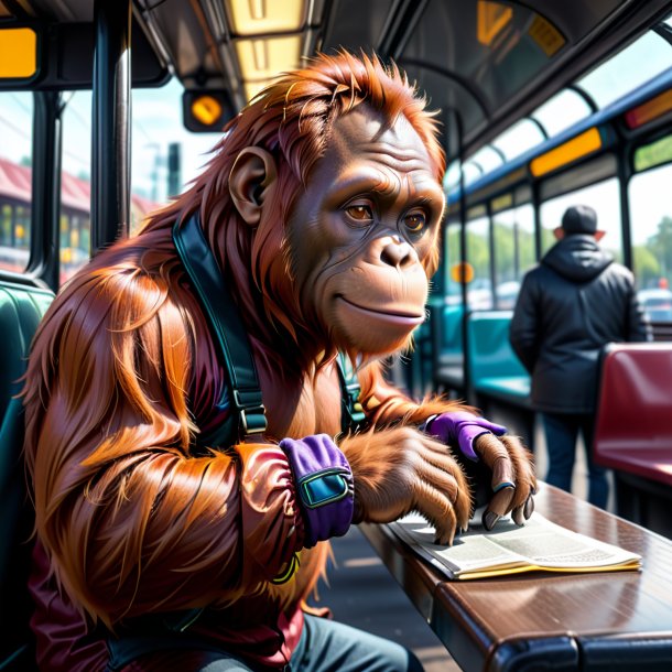 Dessin d'un orangutan dans un gants à l'arrêt de bus