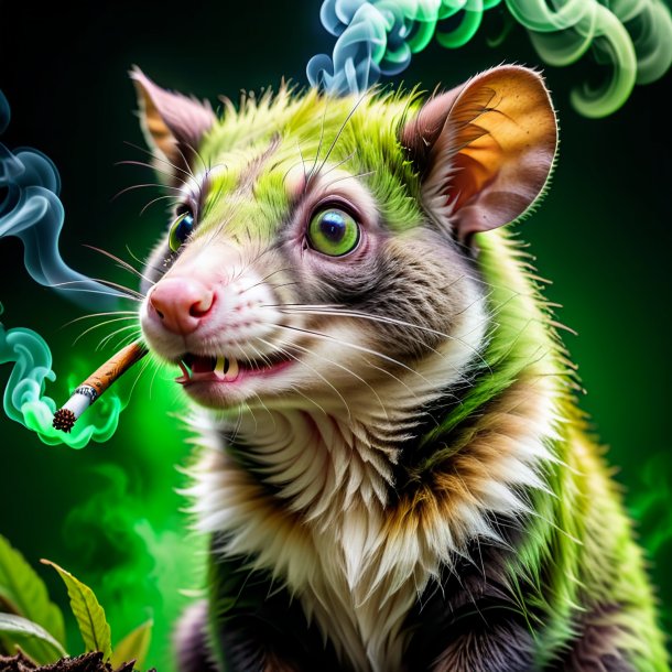 Image of a green smoking possum