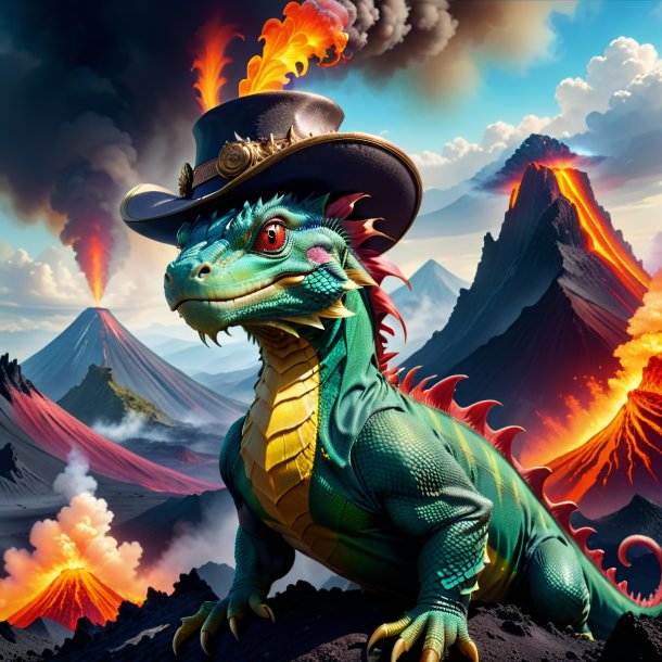 Pic of a basilisk in a hat in the volcano