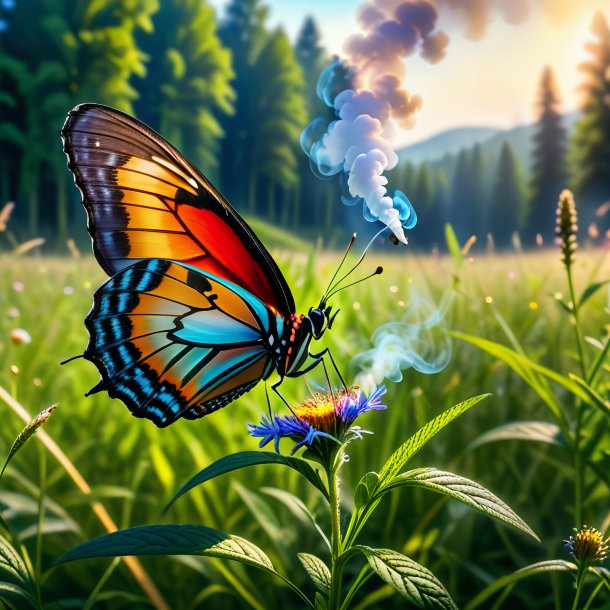 Pic of a smoking of a butterfly in the meadow