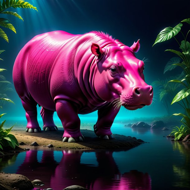 Image of a fuchsia waiting hippopotamus