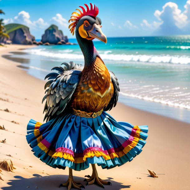 Picture of a dodo in a skirt on the beach