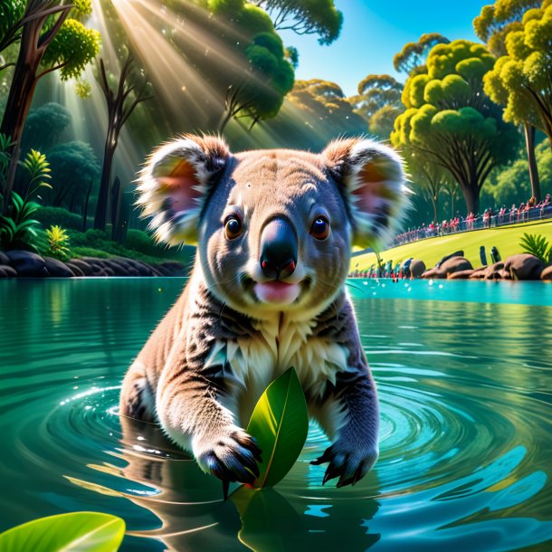 Picture of a swimming of a koala in the park