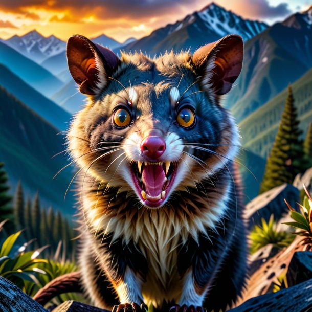 Image of a angry of a possum in the mountains