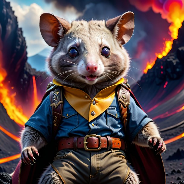 Image of a possum in a belt in the volcano