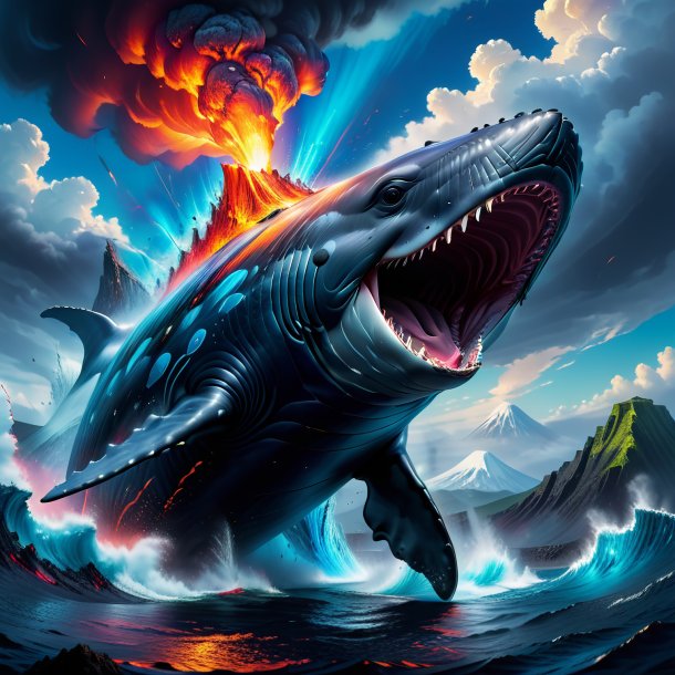 Picture of a threatening of a whale in the volcano