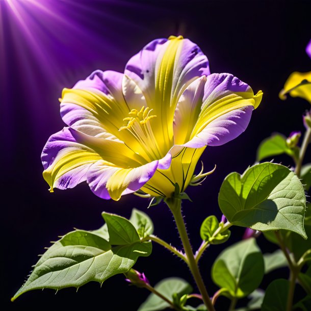 "portrait of a yellow bindweed, purple"