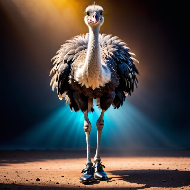 Photo of a ostrich in a black shoes