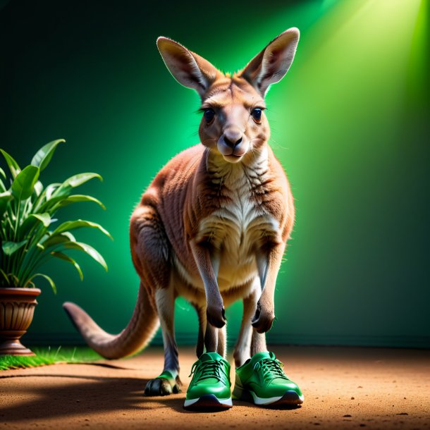 Pic of a kangaroo in a green shoes