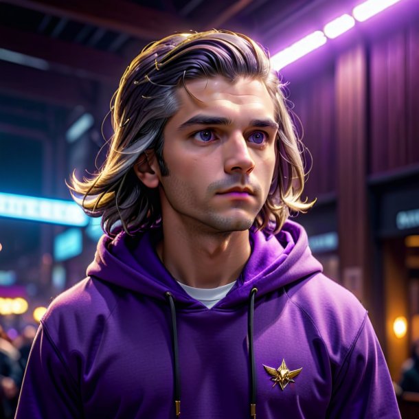 Image of a pike in a purple hoodie