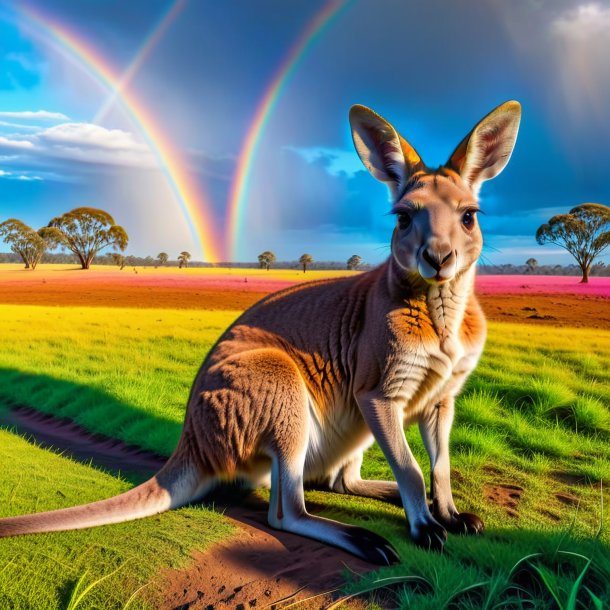 Foto de un descanso de un canguro en el arco iris