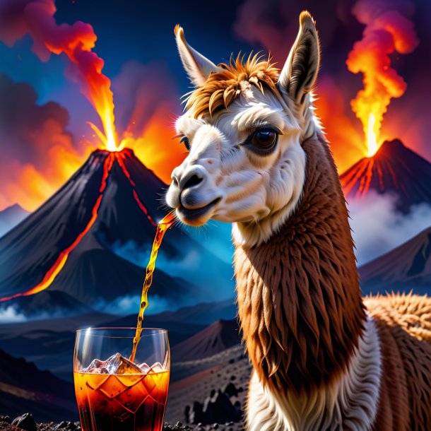 Picture of a drinking of a llama in the volcano