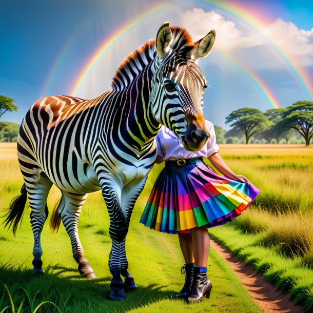 Pic of a zebra in a skirt on the rainbow